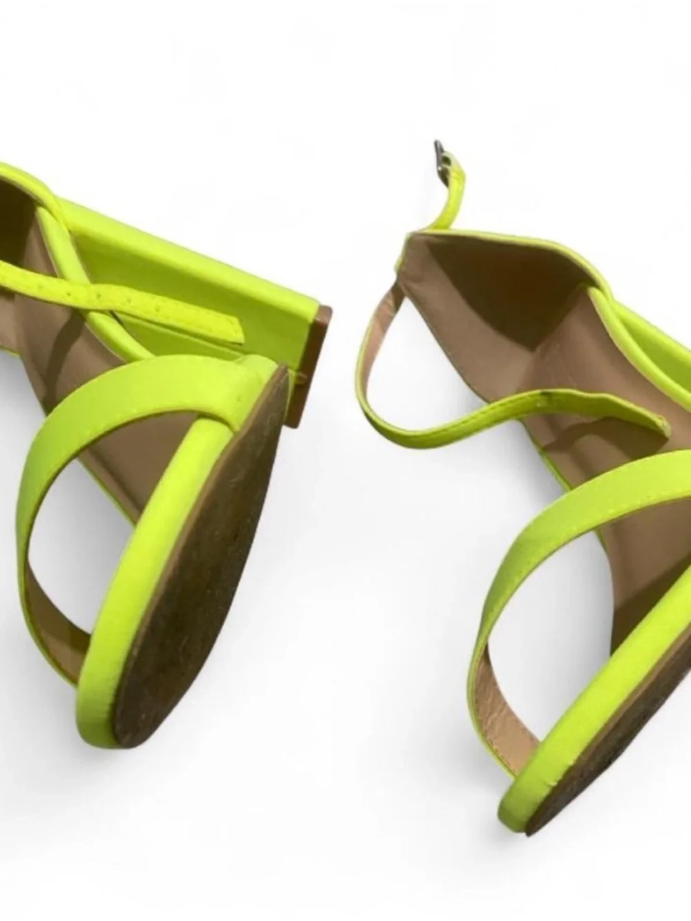 Fashion Nova Neon Lime Block Heel Ankle Strap Sandals